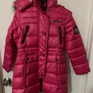 Weatherproof Girls Pink Puffer Coat Faux Fur Hooded Winter Jacket Size S